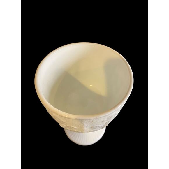 Vintage FTD Milkglass Planter Goblet Embossed Oak 6.5"h - Picture 3 of 5